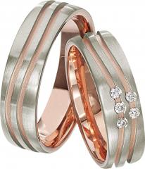 Rubin Gris oro rosa Los anillos de boda