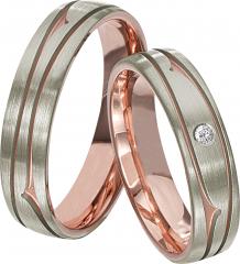 Rubin Gris oro rosa Los anillos de boda