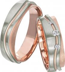 Rubin Gris oro rosa Los anillos de boda