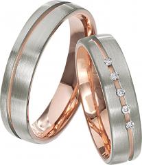 Rubin Gris oro rosa Los anillos de boda