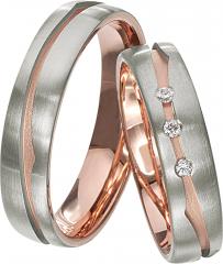 Rubin Gris oro rosa Los anillos de boda