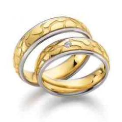 585 Weiss-Gelbgold, seidenmatt / poliert,  August Gerstner White gold yellow gold Marryring