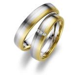 Marrying 950 Platin / 750 Gelbgold / 750 Graugold, 4,50 mm Breite, seidenmatt, 3 Brillanten 0,03 ct. TW/VSI,