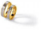 Marrying 585 Weiss-Gelbgold, 5,5 mm Breite, seidenmatt / poliert, 5 Brillanten 0,135 ct W/SI,