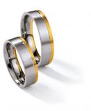 Wedding Ring 585 Weiss-Gelbgold, 5,5 mm Breite, seidenmatt, 8 Brillanten 0,08 ct W/SI,