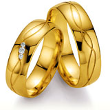 Marrying 585 Gelbgold, 6,0 mm Breite, poliert, 3 Brillanten 0,057 ct W/SI,