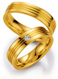 Marrying 585 Gelbgold, 5,5 mm Breite, seidenmatt/ poliert, 1 Brillant 0,07 ct W/SI,