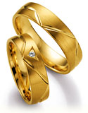 Marrying 585 Gelbgold, 5,5 mm Breite, seidenmatt, 1 Brillant 0,03 ct W/SI,