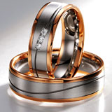 Marrying 585 Weissgold / Rotgold, 6,00 mm Breite, seidenmatt / poliert, 3 Brillanten 0,06 ct. W/SI,
