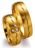 Marrying 585 Gelbgold, 5,5 mm Breite, seidenmatt, 3 Brillanten 0,05 ct W/SI,