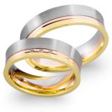 Marrying 585 Weiss-Rot-Gelbgold, 6,00 mm Breite, seidenmatt / poliert, 3 Brillanten 0,015 ct. W/SI,