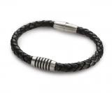 Black Leather Bracelet 0347-05 / 19 cm