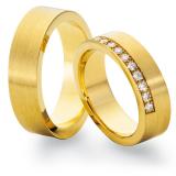 Marrying 585 Gelbgold, 6,00 mm Breite, seidenmatt/ poliert, 12 Brillanten 0,24 ct. TW/VSI,