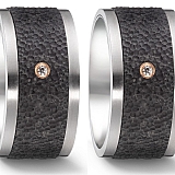 Trauringe mit Carbon Anzahl Steine, w-si, Made in Germany, 2.5 mm, mattiert, 12 mm, 0.02 ct,