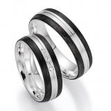 Partnerringe Carbon/Silber