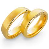 Marrying 585 Gelbgold, 6,00 mm Breite, seidenmatt/ poliert, 7 Brillanten 0,035 ct. TW/VSI,