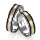 Los anillos de boda 062.1300.D31RG + 062.1300.D31 Edelstahl / 750 Goldeinlage, 6,00 mm Breite, seidenmatt,