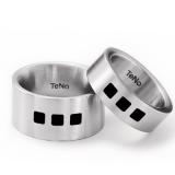 Los anillos de boda 064.0300.D5 + 064.1200.D5 Edelstahl / Keramikeinlage, 7,50 mm / 12,00 mm Breite, seidenmatt,