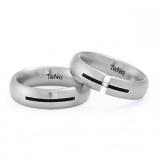 Los anillos de boda 064.0600.D2 + 064.0624.D24 Edelstahl / Keramikeinlage, 6,00 mm Breite, seidenmatt, 1 Brillant 0,04 ct. W/SI,