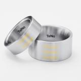 Los anillos de boda  068.0300.D4 + 068.1200.D6 Edelstahl / 750 Goldeinlage, 7,50 mm / 12,00 mm Breite, seidenmatt,