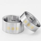 Los anillos de boda 068.0300.D5 + 068.1200.D5 Edelstahl / 750 Goldeinlage, 7,50 mm / 12,00 mm Breite, seidenmatt,