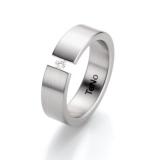 Engagement Rings 069.0227 Edelstahl, 6,00 mm Breite, seidenmatt, 1 Brillant 0,06 ct. TW/SI,