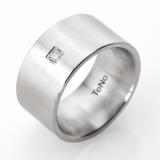 Engagement Rings 069.12P04 Edelstahl, 12,00 mm Breite, seidenmatt, 1 Brillant 0,10 ct. TW/SI,
