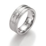 Engagement Rings 069.33P01.D54 Edelstahl, 7,50 mm Breite, eismatt / 2 Glanzrillen, 1 Brillant 0,02 ct. TW/SI,