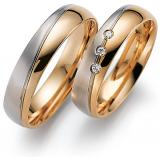 Marrying 585 Weiss-Rosegold, 5,00 mm Breite, seidenmatt / poliert, 3 Brillanten 0,045 ct TW/SI,