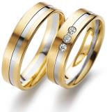 Marrying 585Weissgold /Gelbgold, 5,50 mm Breite, seidenmatt / poliert, 3 Brillanten 0,06 ct. TW/SI,