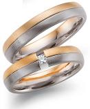 Marrying 585 Weiss-Rosegold, 4,50 mm Breite, seidenmatt, 1 Brillant 0,05 ct TW/SI,