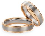 Marrying 585 Graugold / Rotgold, 5,00 mm Breite, seidenmatt / poliert, 1 Brillant 0,04 ct. TW/SI,