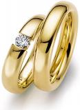 Marrying 585 Gelbgold, 5,00 mm Breite, poliert, 1 Brillant 0,25 ct. TW/SI,