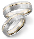 Marrying, 585 Weiss-Rosegold, 4,50 mm Breite, seidenmatt / poliert, 1 Prinzess-Diamant 0,06 ct TW/VSI			(optional),