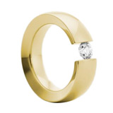 Engagement Rings 750 Gelbgold, 7,00 mm Breite, seidenmatt/ seitlich glänzend, 1 Brillant 0,25 ct. TW/VS,