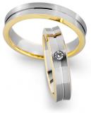 Marrying 585 Weiss-Gelbgold, 5,00 mm Breite, seidenmatt / poliert, 1 Brillant 0,05 ct.W/SI			(optional),