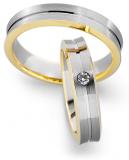 Trarigue 585 Weiss-Gelbgold, 5,00 mm Breite, seidenmatt / poliert, 1 Brillant 0,05 ct.W/SI			(optional),