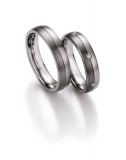 Los anillos de boda Edelstahl / Titan, 5,00 mm Breite, seidenmatt, 6 Brillanten 0,12 ct. W/SI,