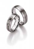 Los anillos de boda Edelstahl / Titan, 6,00 mm Breite, seidenmatt, 3 Brillanten 0,12 ct. W/SI,