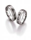 Los anillos de boda Edelstahl / titan, 6,00 mm Breite, seidenmatt / poliert, 4 Brillanten 0,12 ct. W/SI,