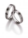 Los anillos de boda Edelstahl / Titan, 5,00 mm Breite, seidenmatt / poliert, 6 Brillanten 0,12 ct. W/SI,