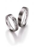 Los anillos de boda Edelstahl / Titan, 5,00 mm Breite, seidenmatt, 6 Brillanten 0,12 ct. W/SI,