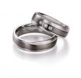 Promise Rings Edelstahl / Titan, 6,00 mm Breite, seidenmatt / poliert, 3 Brillanten 0,12 ct. W/SI,