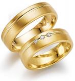 Marrying 585 Gelbgold, 6,00 mm Breite, seidenmatt/ poliert, 3 Brillanten 0,06 ct. TW/SI,