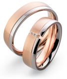 Marrying 585 Weissgold / Rosegold, 6,00 mm Breite, seidenmatt/ poliert, 3 Brillanten 0,03 ct. TW/VSI,