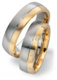 Marrying 585 Weissgold / Rosegold, 6,00 mm Breite, seidenmatt/ poliert, 5 Brillanten 0,075 ct. W/SI,