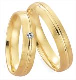 Marrying 585 Gelbgold, 4,50 mm Breite, seidenmatt / poliert, 1 Brillant 0,04 ct. TW/SI,