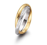 Engagement Rings 585 Weissgold / Gelbgold, 2,50 mm Breite, poliert, 20 Brillanten 0,10 ct. TW/SI,