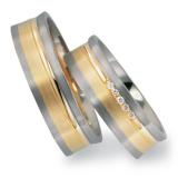 Marrying 585 Weiss-Gelb-Rosegold, 6,00 mm Breite, seidenmatt / poliert, 5 Brillanten 0,025 ct W/SI,