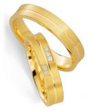 Marrying 585 Gelbgold, 4,50 mm Breite, seidenmatt/ poliert, 5 Brillanten 0,05 ct. W/SI,